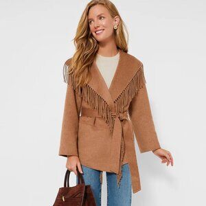 SIMKHAI Rowen fringe belted wool-blend jacket